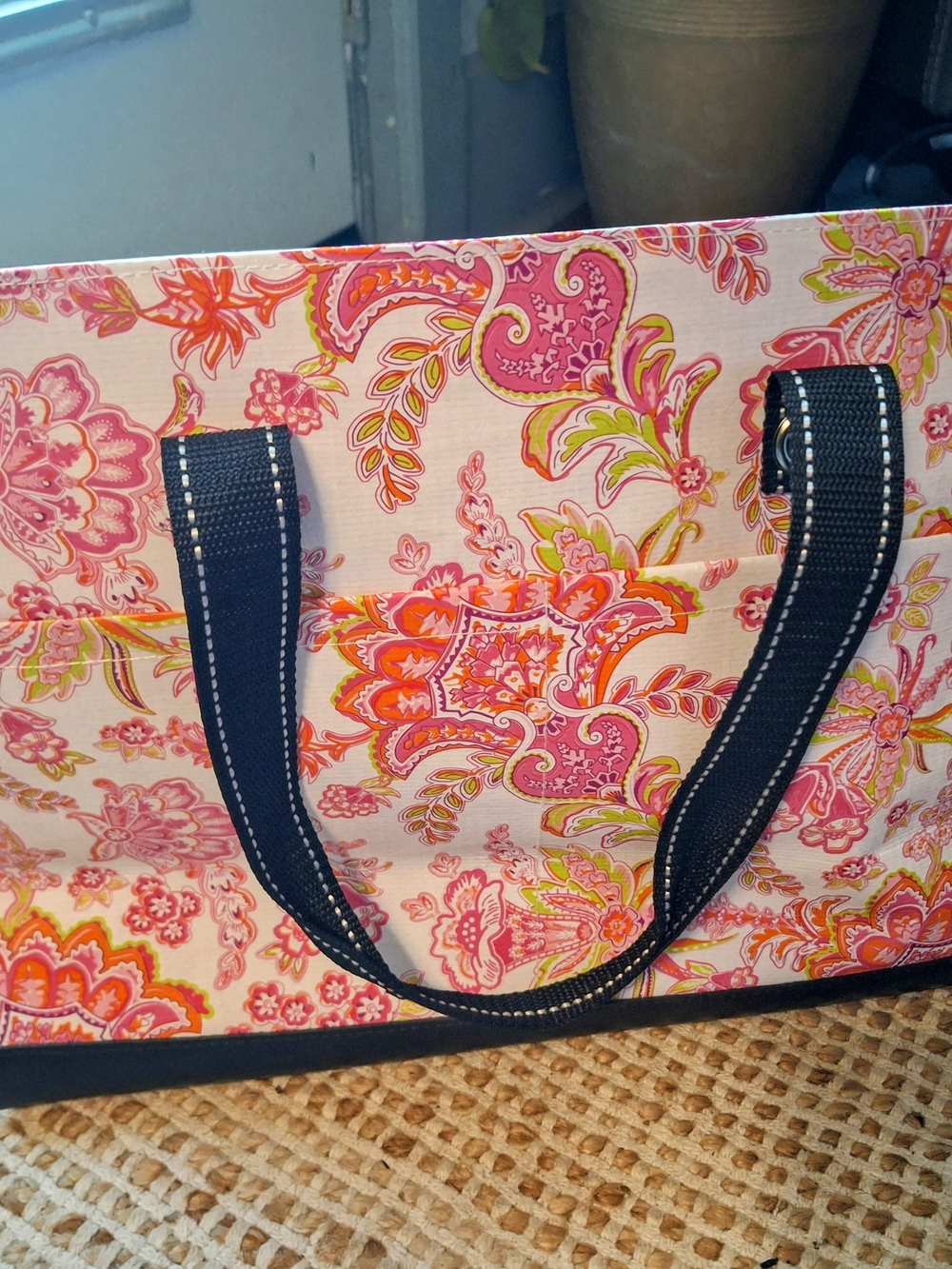 SCOUT Large Uptown Girl Pocket Tote Pink Floral Paisley - Picture 2 of 7